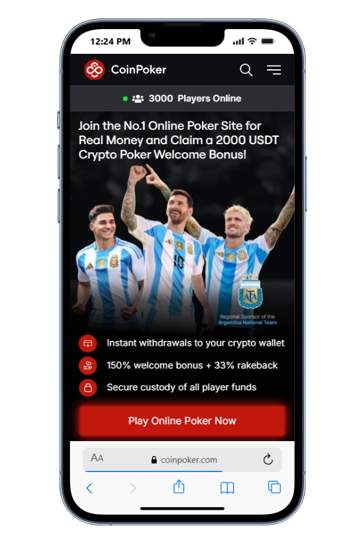 A screenshot of CoinPoker mobile casino app