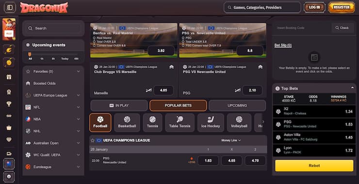 Dragonia sportsbook for betting sites Canada with fast mobile payouts