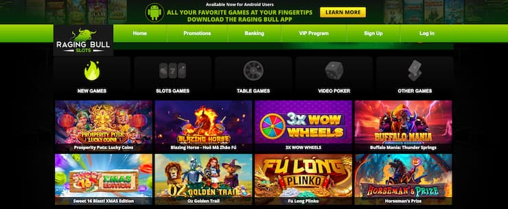 Raging Bull casino for California online casinos