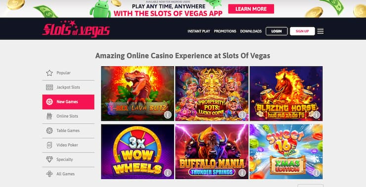 Slots of Vegas blackjack casino featuring online games for real money play