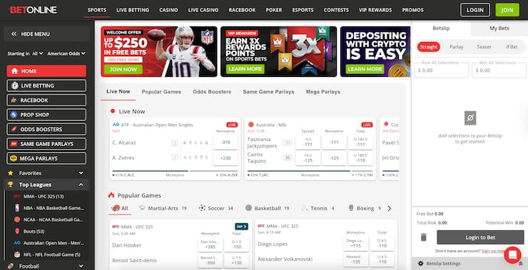 Michigan sports betting platform BetOnline live betting interface