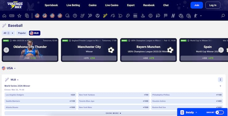 Sports betting Michigan app VoltageBet mobile interface with live markets